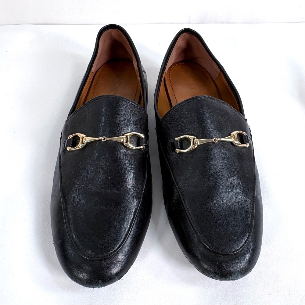Coach Haley Loafers Black Leather Horsebit Gold Hardware Women's Size 5.5